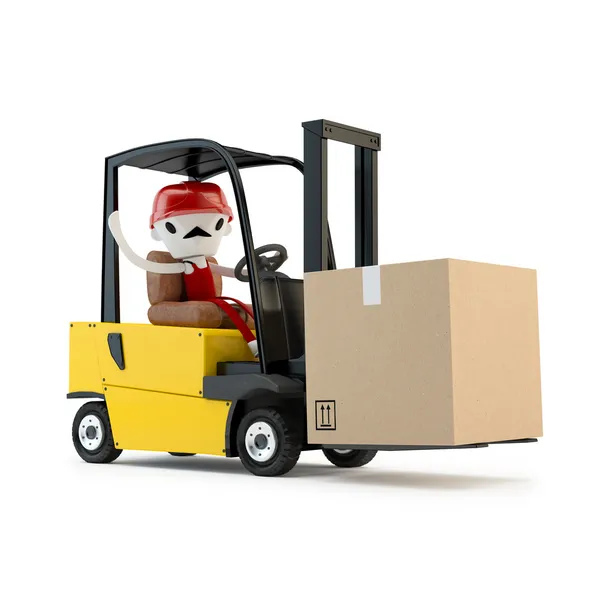 Forklift driver with the cargo — Stock Photo, Image