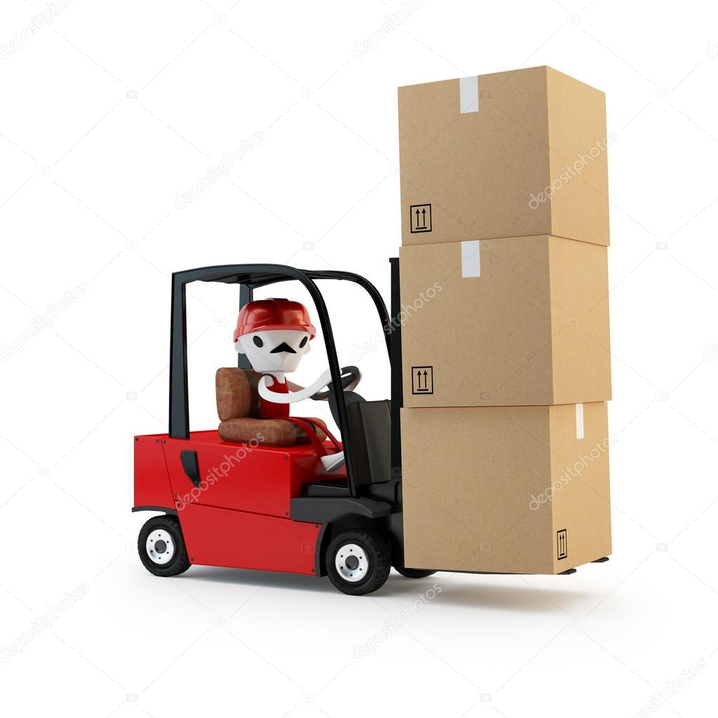 Forklift driver with cargo