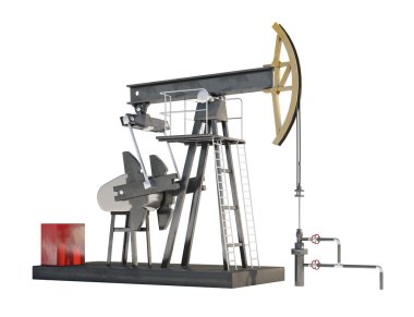 Beyaz arka plan üzerinde izole petrol pompa jack