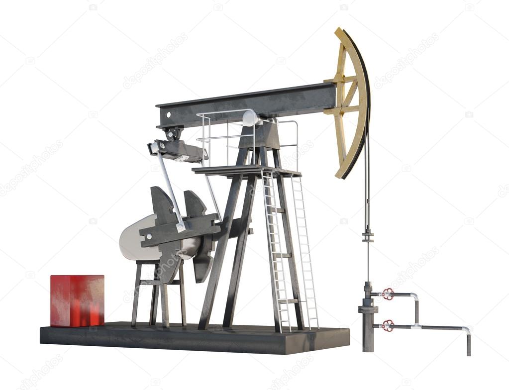 Oil pump jack isolated on white background