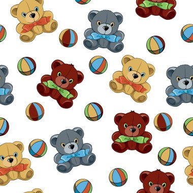 sorunsuz geçmiş oyuncak ayılar ve topları ile