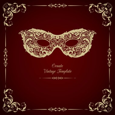 Vintage template with ornament and mask clipart