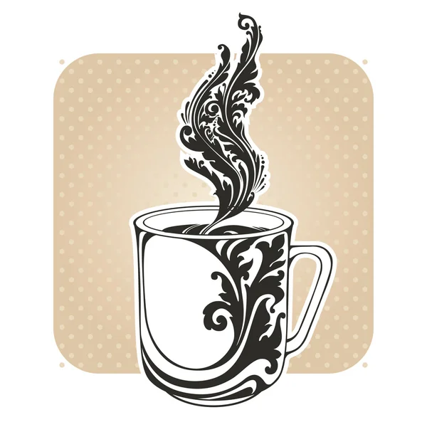 Старовинна чашка з гарячим напоєм — стоковий вектор