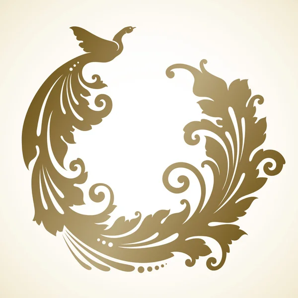 Cornice ornamentale con uccello decorativo — Vettoriale Stock