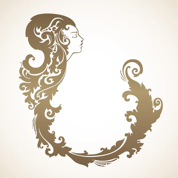 Vintage Decoratief frame met profiel lady — Stockvector