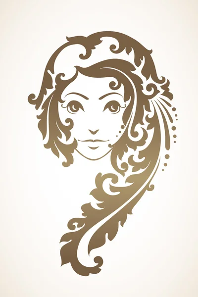 Chica con un cabello decorativo — Vector de stock