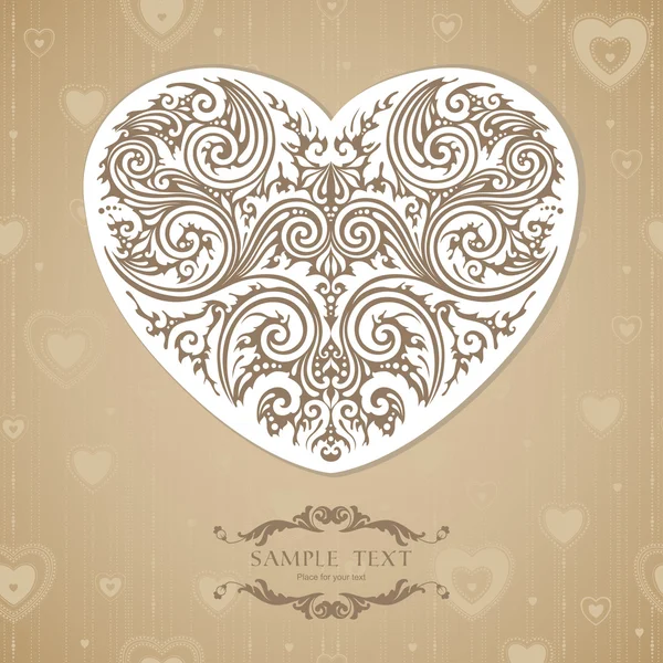 Vintage template with decorative heart — Stock Vector