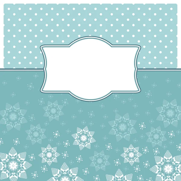 Template frame design for greeting card with snowflakes — Stock Vector