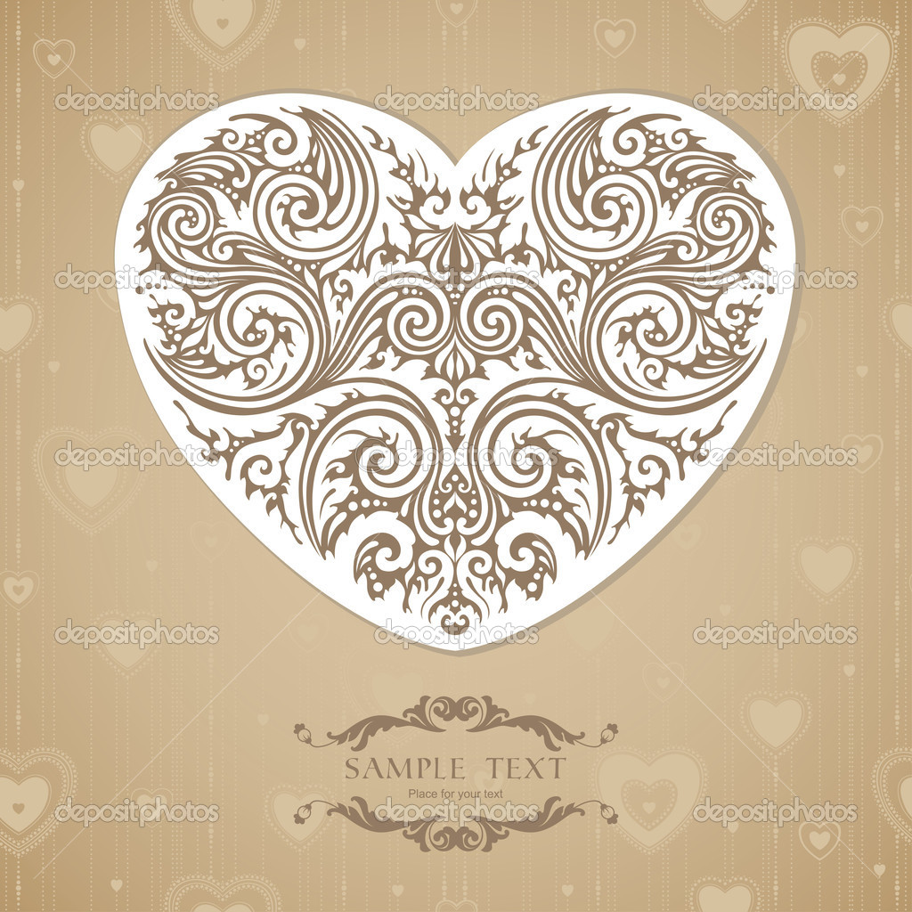 Download Vintage template with decorative heart — Stock Vector © misTery #29542881