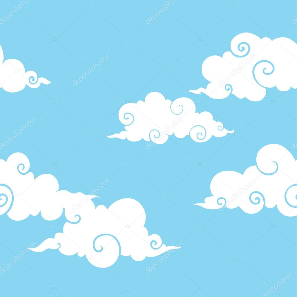 Seamless background with white clouds