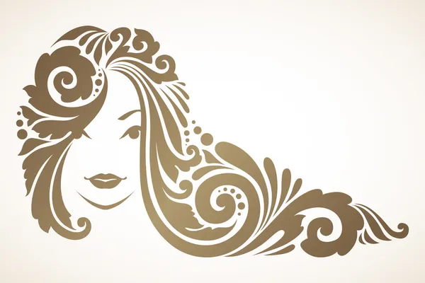 Lány a díszes, dekoratív haj — Stock Vector