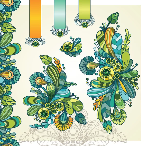 Elementi astratti di disegno ornamentale floreale — Vettoriale Stock