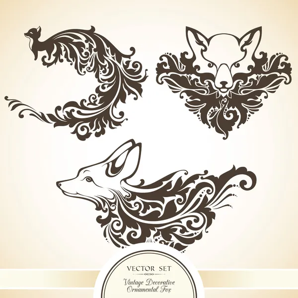 Decorative ornamental foxes — Stock Vector