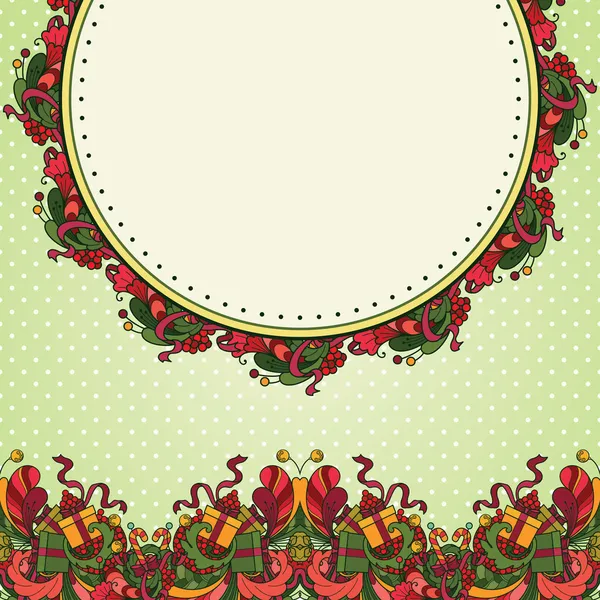 Рождественская открытка с декоративными декоративными элементами — стоковый вектор