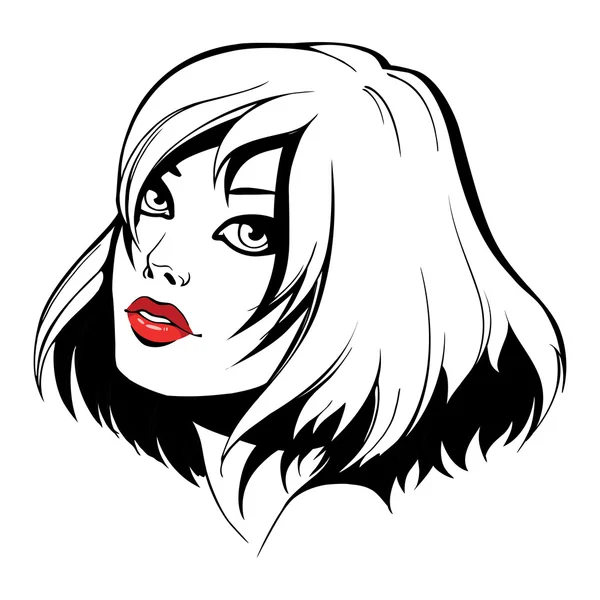 Chica gráfica vampiro con el pelo fluido — Vector de stock