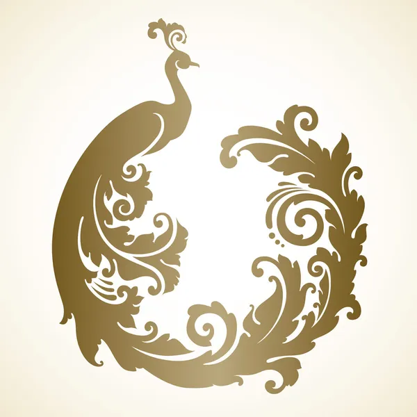 Marco ornamental con ave decorativa — Archivo Imágenes Vectoriales
