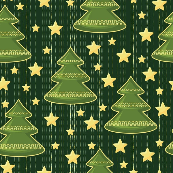 Fondo con árboles de Navidad y estrellas — Vector de stock