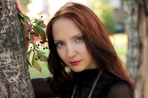 Beautiful autumn portrait of the girl — Stock Photo, Image