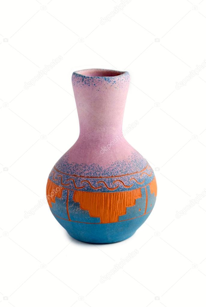 Glinenny vase of handwork with color patterns
