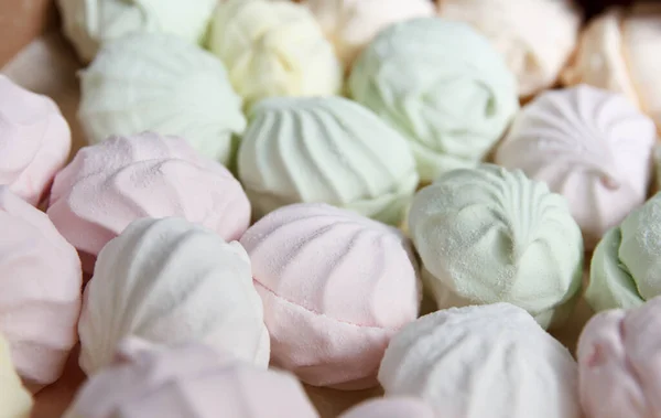 Fresh Multicolored Testy Air Marshmallow Lies Cardboard Packaging Prepared Sale — Stock fotografie