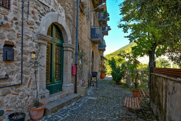 Úzká Ulice Villa Santo Stefano Středověké Město Regionu Lazio Itálie — Stock fotografie