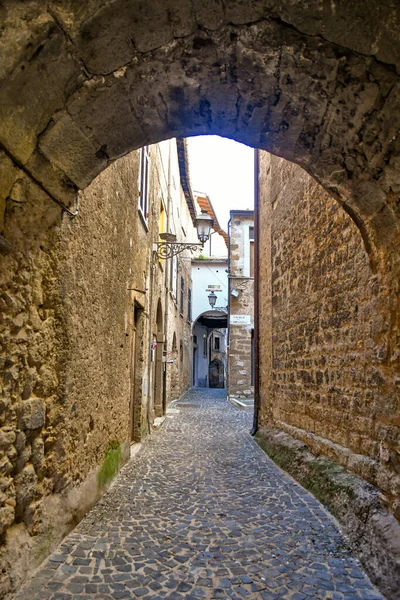 Ένας Στενός Δρόμος Της Villa Santo Stefano Μια Μεσαιωνική Πόλη — Φωτογραφία Αρχείου