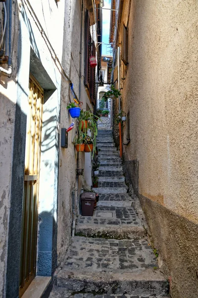 Úzká Ulice Villa Santo Stefano Středověké Město Regionu Lazio Itálie — Stock fotografie