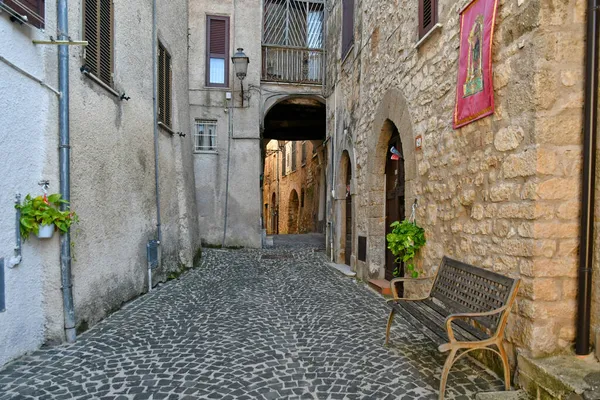 Una Calle Estrecha Villa Santo Stefano Una Ciudad Medieval Región —  Fotos de Stock