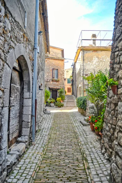 Une Rue Étroite Castro Dei Volsci Dans Ville Médiévale Région — Photo