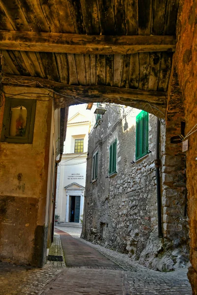 Uma Rua Estreita Castro Dei Volsci Cidade Medieval Região Lácio — Fotografia de Stock