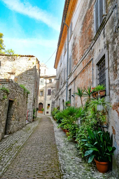 Wąska Uliczka Castro Dei Volsci Średniowiecznym Mieście Regionu Lacjum Włochy — Zdjęcie stockowe