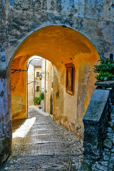 Een Smalle Straat Van Castro Dei Volsci Middeleeuwse Stad Lazio — Stockfoto