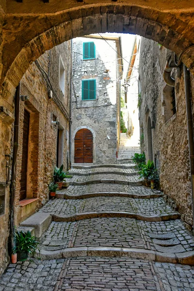 Eine Enge Straße Von Castro Dei Volsci Der Mittelalterlichen Stadt — Stockfoto