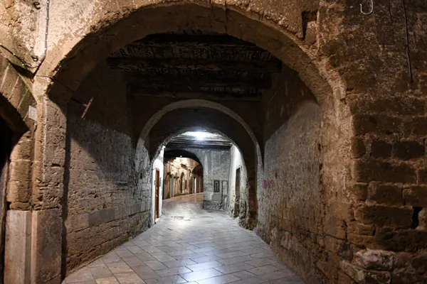 Ένας Στενός Δρόμος Του Sant Agata Goti Μια Μεσαιωνική Πόλη — Φωτογραφία Αρχείου