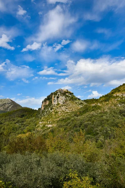Panoramatický Výhled Castel Sasso Malou Vesničku Horách Provincie Caserta Itálie — Stock fotografie