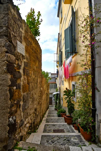 Узкая Улица Caiazzo Небольшая Деревня Горах Провинции Казерта Италия — стоковое фото