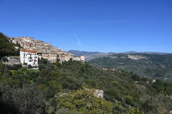 Vista Panorámica Pequeño Pueblo Las Montañas Castel San Lorenzo Provincia —  Fotos de Stock