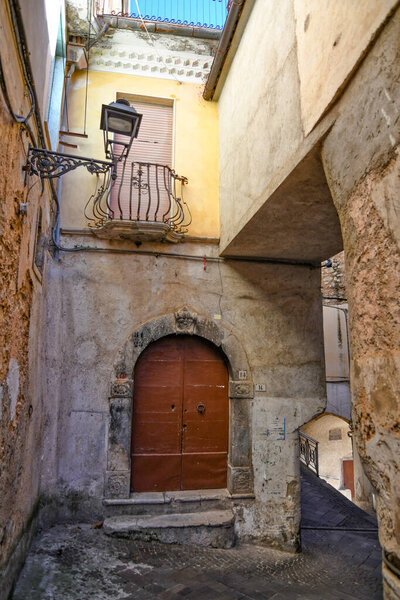 A narrow street in Castelcivita, a small village of the province of Salerno, Italy.