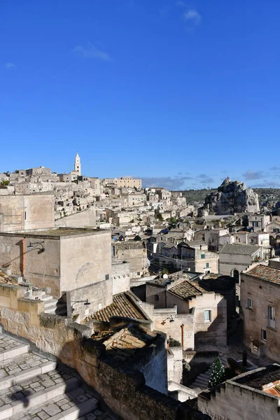Panoramatický Výhled Staré Město Matera Regionu Basilicata — Stock fotografie