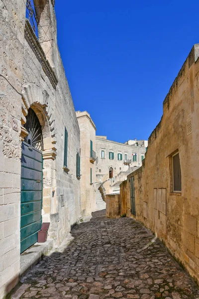 Uma Rua Entre Casas Antiga Cidade Matera Região Basilicata Itália — Fotografia de Stock