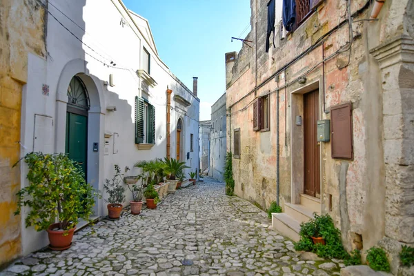 Eine Straße Matera Einer Antiken Stadt Die Den Fels Gebaut — Stockfoto