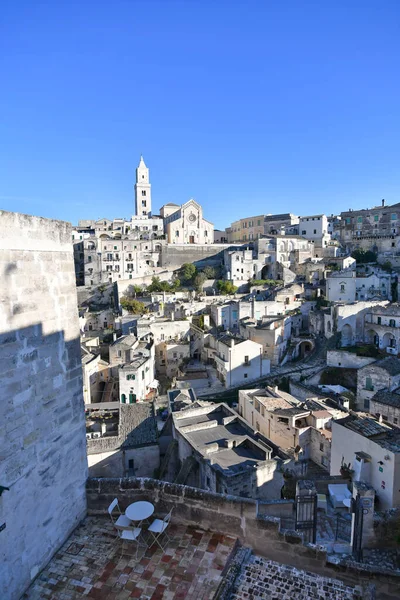 Pohled Materu Starobylé Město Zabudované Skály Nachází Regionu Basilicata Itálie — Stock fotografie