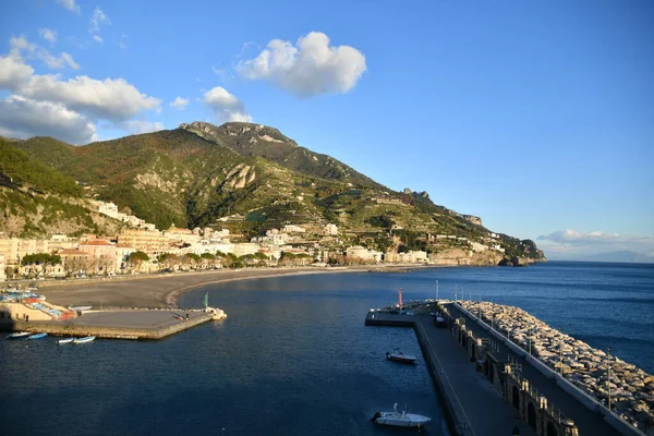 Longa Praia Maiori Uma Cidade Costa Amalfi Itália — Fotografia de Stock