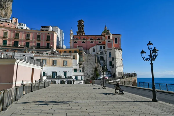 Promenade Seafront Atrani Town Amalfi Coast Italy — Stock Photo, Image