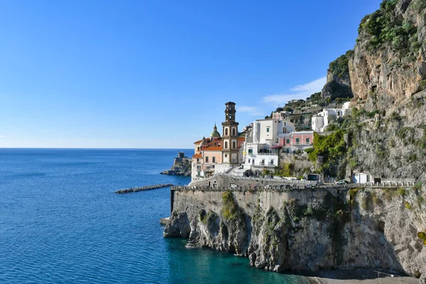Beach Atrani Town Amalfi Coast Italy — Zdjęcie stockowe