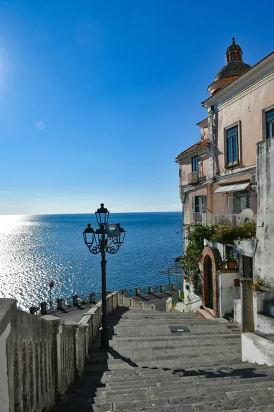 Promenade Seafront Atrani Town Amalfi Coast Italy — стокове фото
