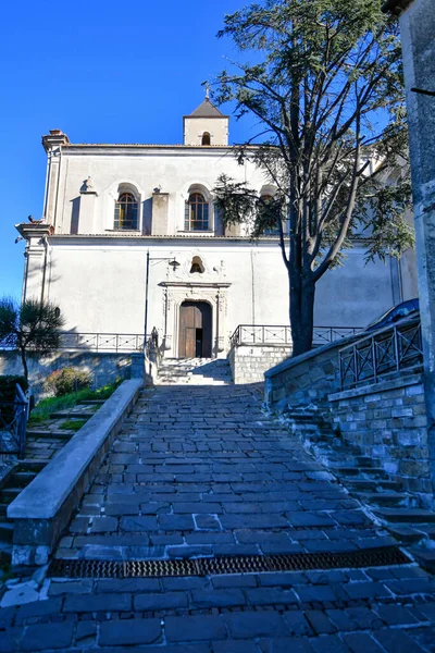 Façade Une Ancienne Église Pignola Village Médiéval Région Basilicate Italie — Photo