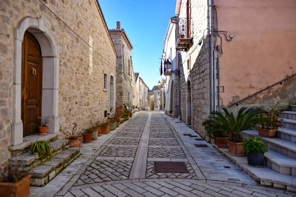 Ulice Mezi Charakteristickými Domy Buonalbergo Horské Vesnice Provincii Benevento Itálie — Stock fotografie