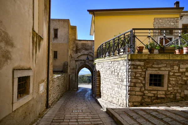 Una Strada Tra Caratteristiche Case Casalbore Borgo Montagna Provincia Avellino — Foto Stock