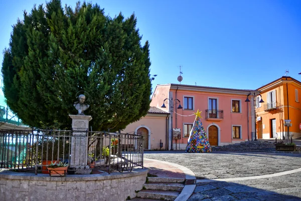 Ulice Mezi Charakteristickými Domy Montecalvo Irpino Vesnice Horách Provincii Avellino — Stock fotografie